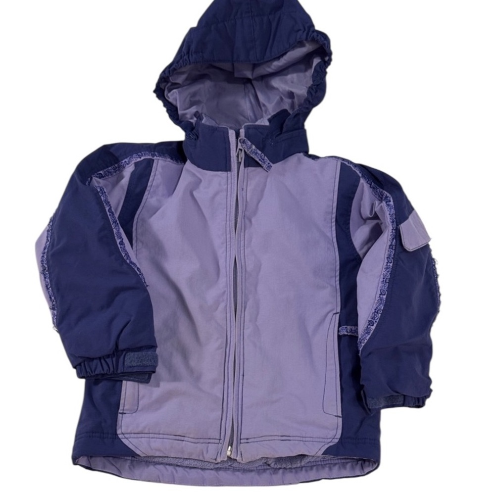 REI Tots 3T Purple Hooded Fleece Lined Winter Jacket Coat Scandi Flowers Warm